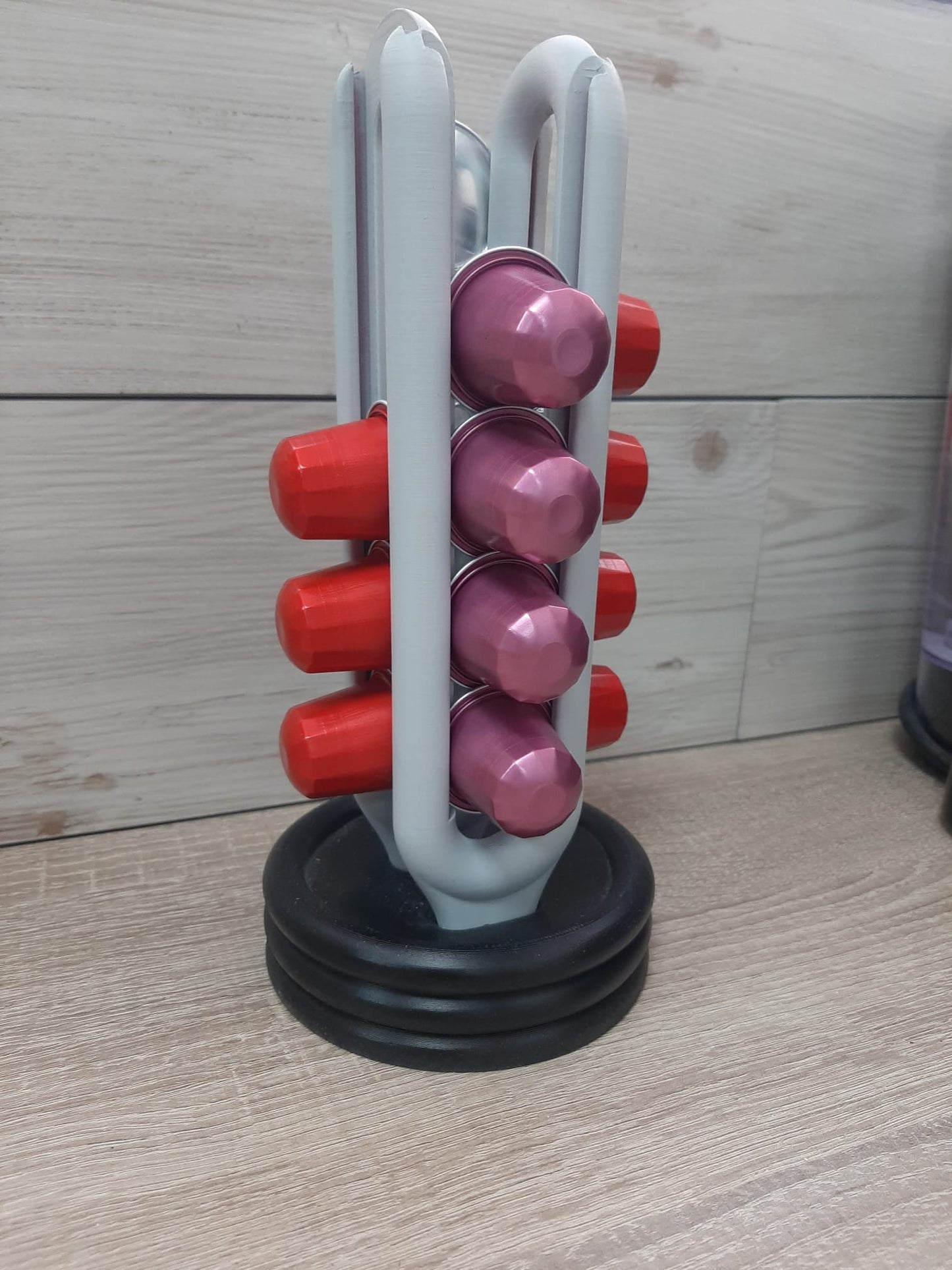 Organizador doble de cápsulas de café | Soporte vertical impreso en 3D para cápsulas tipo Nespresso | Accesorio de cocina moderno