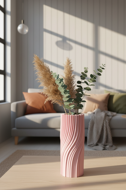 Jarrón minimalista ondulado,18cm | Florero escultural estilo nórdico