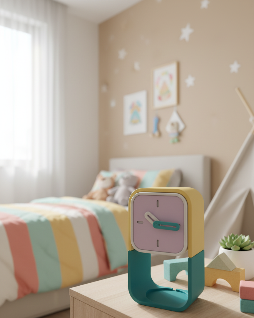 Reloj de Mesa Vertical Impreso en 3D: Diseño Moderno y Colorido con caja secreta trasera.