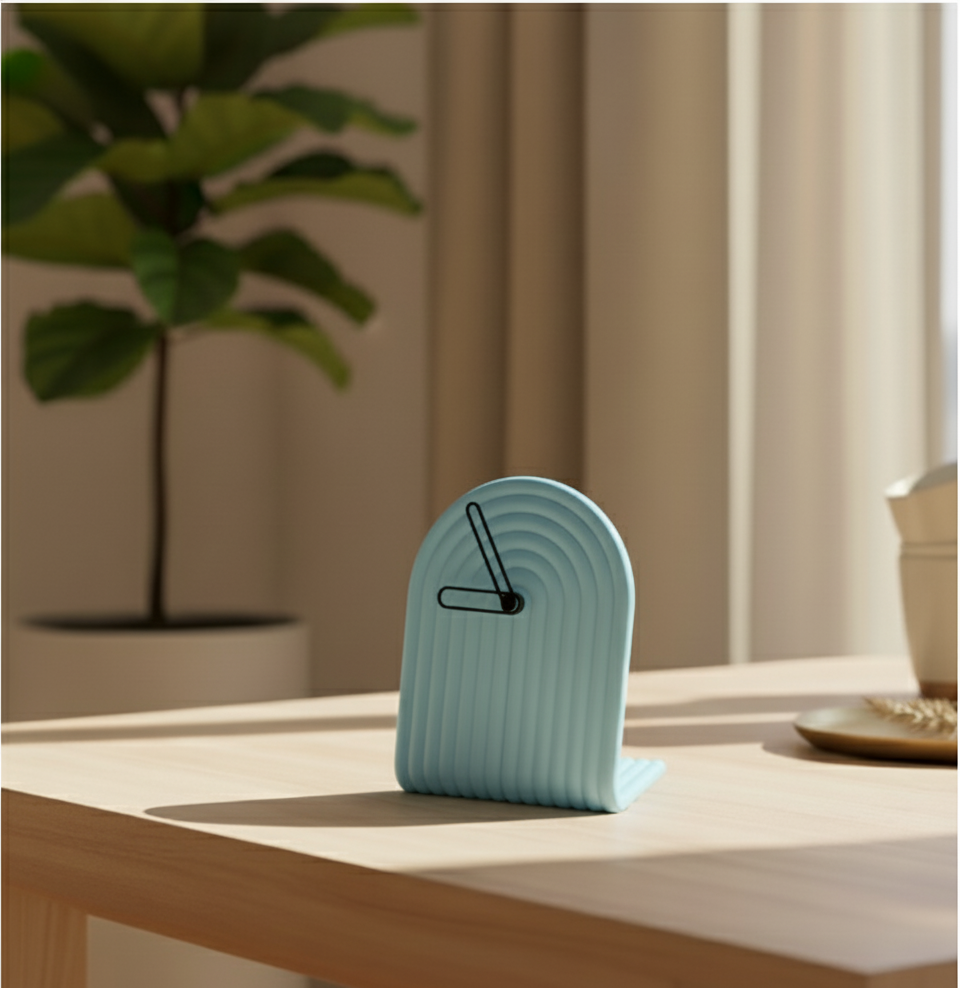Reloj de Escritorio Estilo Bauhaus | Reloj de Arco Texturizado | Decoración Moderna y Geométrica