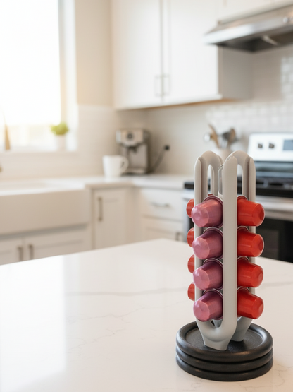 Organizador de cápsulas de café | Soporte vertical impreso en 3D para cápsulas tipo Nespresso | Accesorio moderno para cocina