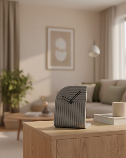 Reloj de Mesa Curvo con Textura 3D | Reloj Minimalista para Escritorio u Oficina | Varios Colores