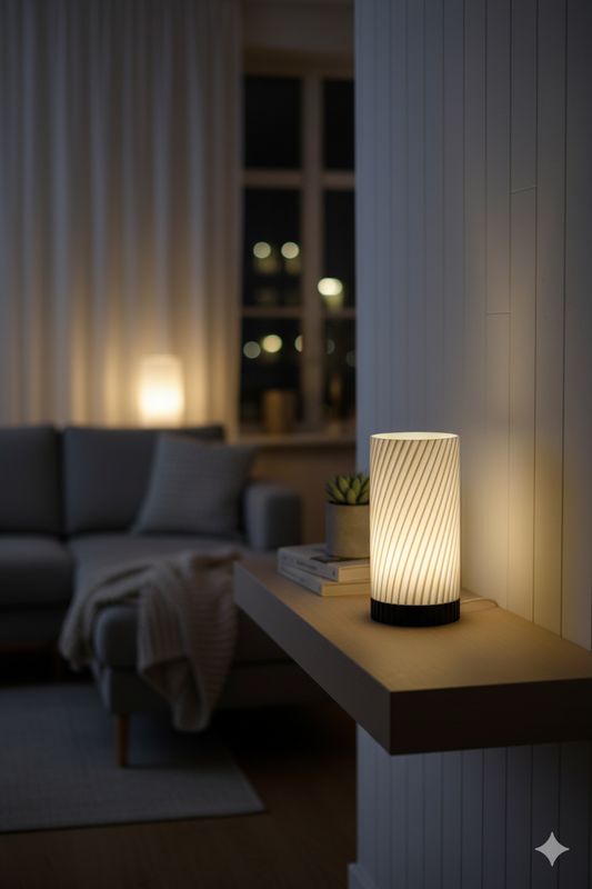 Set 2 Lámparas de Mesa con Diseño en Espiral | Lámpara de Noche Minimalista | Iluminación de Ambiente 3D