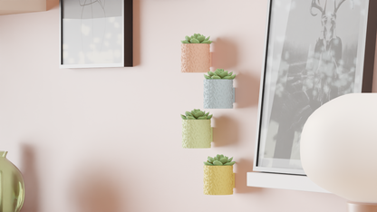 Pack de 4 Mini Maceteros de Pared - Textura de Confeti en Tonos Pastel