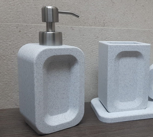 Conjunto de vaso y jabonero de baño