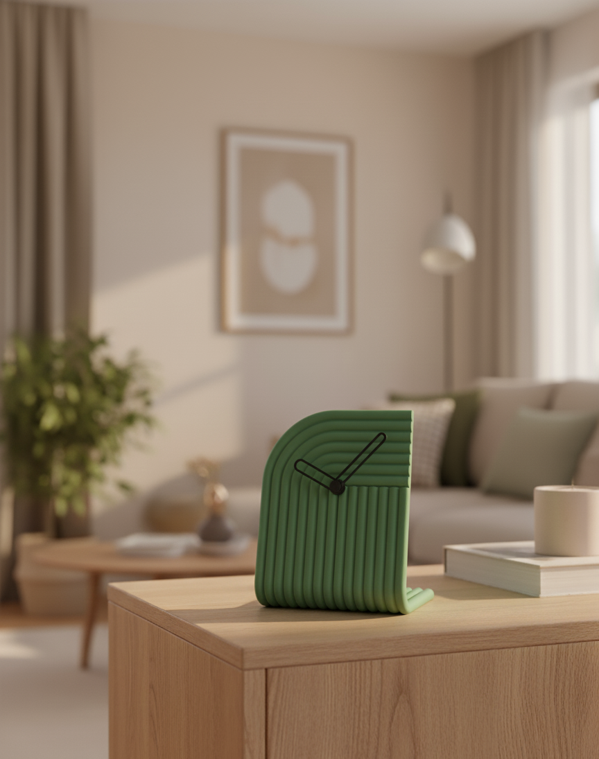 Reloj de Mesa Curvo con Textura 3D | Reloj Minimalista para Escritorio u Oficina | Varios Colores