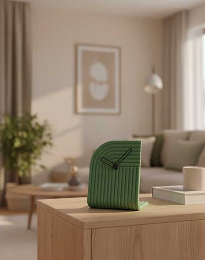 Reloj de Mesa Curvo con Textura 3D | Reloj Minimalista para Escritorio u Oficina | Varios Colores